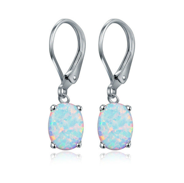 Oval Opal Earrings