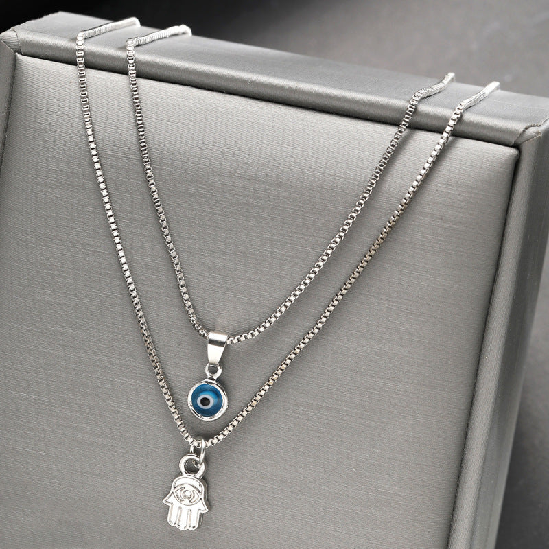 Evil Eye + Fatima Hand Necklace