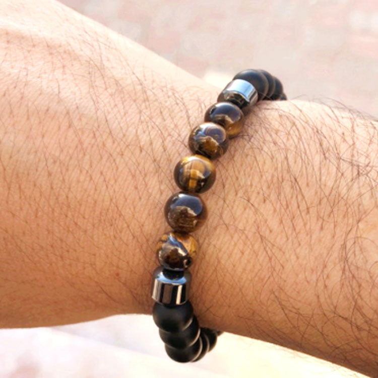Tiger eye + black stone bracelet