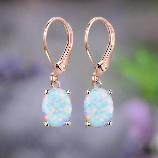 Oval Opal Earrings