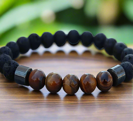 lava stone and tiger eye bracelet 